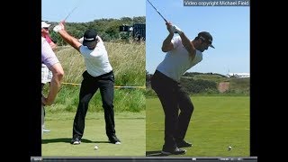 Jon Rahm golf swing  Long Iron faceon amp downtheline July 2017 [upl. by Einnel]