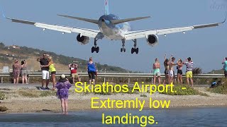 Skiathos Airport  Starts Landings Aircraft Blast [upl. by Mccartan]