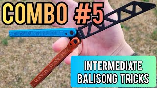 Combo 5 Balisong Tutorial  Intermediate Butterfly Knife Tricks [upl. by Elspeth]