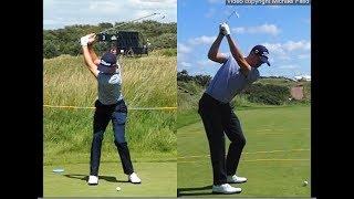 Justin Thomas golf swing  Long Iron faceon amp downtheline July 2017 [upl. by Trumaine]