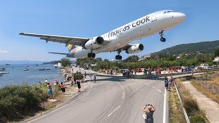 SKIATHOS 2018  LOW LANDINGS HARD TOUCHDOWNS and JETBLASTS  Boeing 737 B757 Airbus A321  4K [upl. by Nahgem]