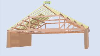 Queen post truss  Component Timber roof [upl. by Eikcim]