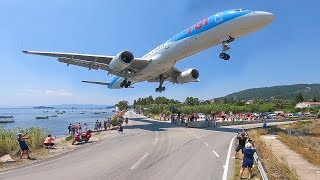 SKIATHOS 2018  LOW LANDINGS Go Arounds and JETBLASTS  Boeing 757 only 4K [upl. by Yemrej]