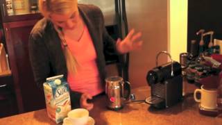 Nespresso Aeroccino Plus Frother Review Frothing Almond Milk [upl. by Ellainad489]